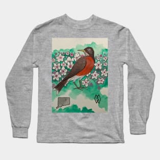 Connecticut state bird and flower, the robin and mountain laurel Long Sleeve T-Shirt